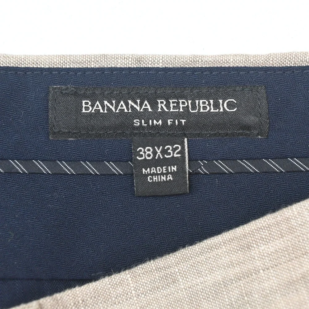 Banana Republic 38x32 Tan Brown 100% Linen 581140 Slim Fit Dress Mens Pants